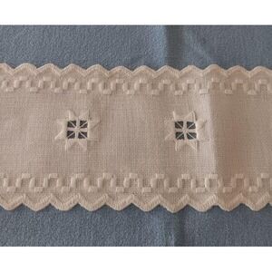 Vintage Hardanger Lace Narrow Table Runner 4x27" Embroidery Norway White
